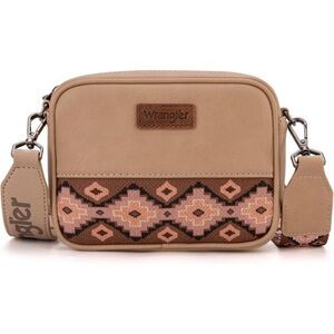 NWT Wrangler Montana West Beige Brown Pink Patterned Crossbody Shoulder  Bag